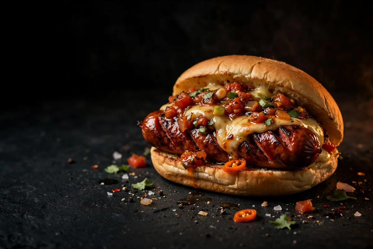 A grilled chorizo dog