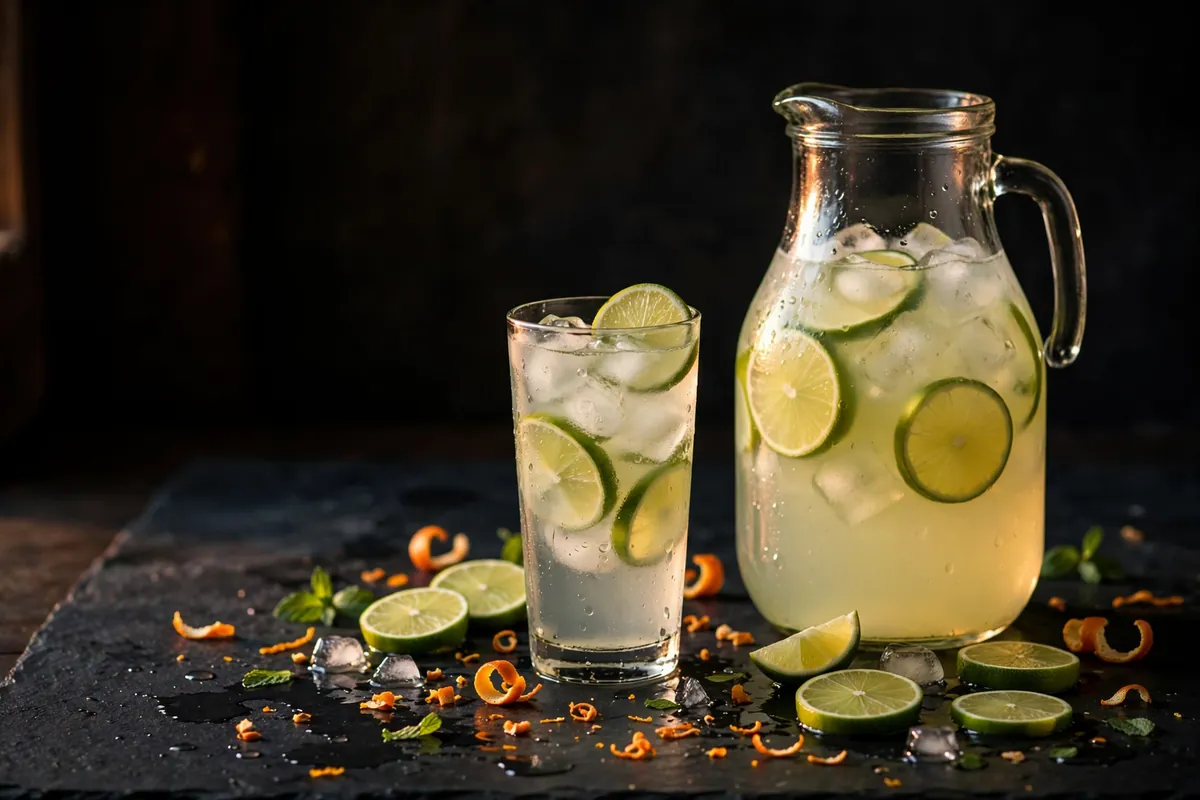 Lemonade in a glass and a jug