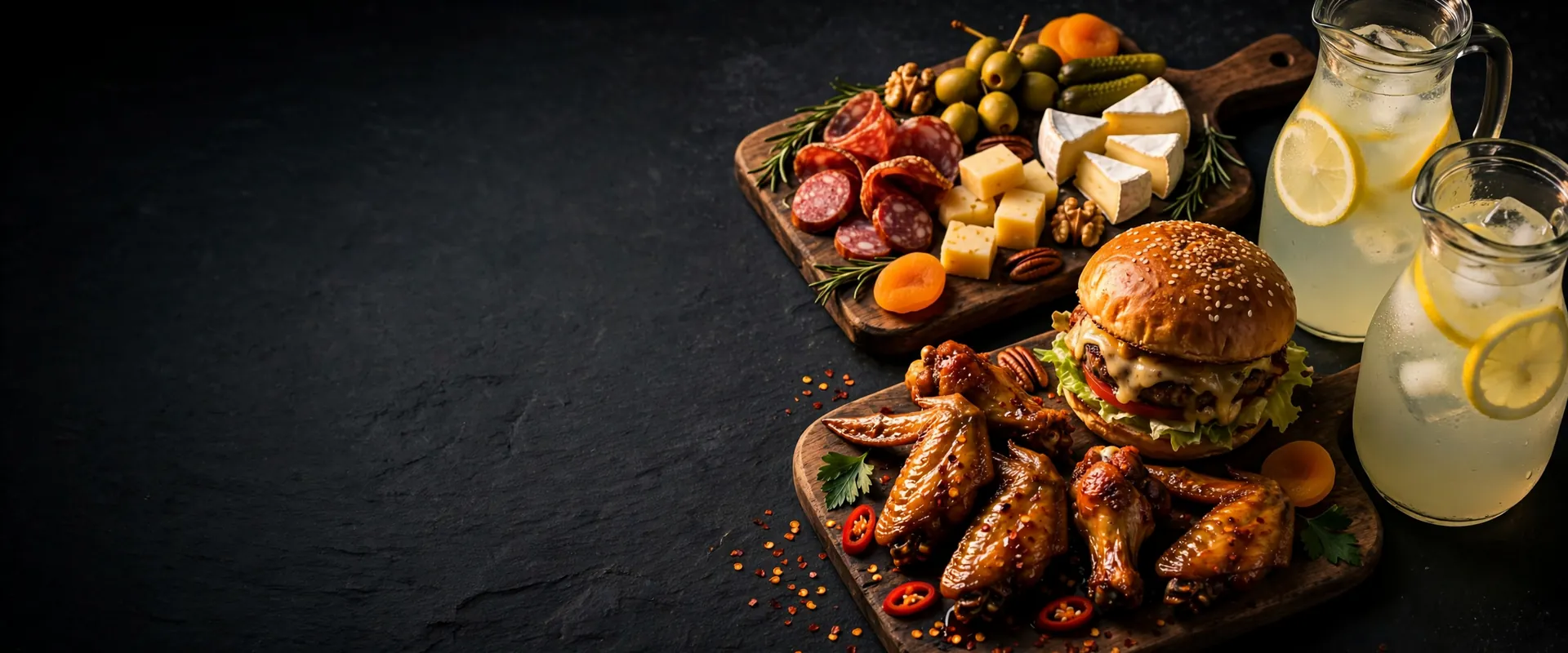 A long table of food