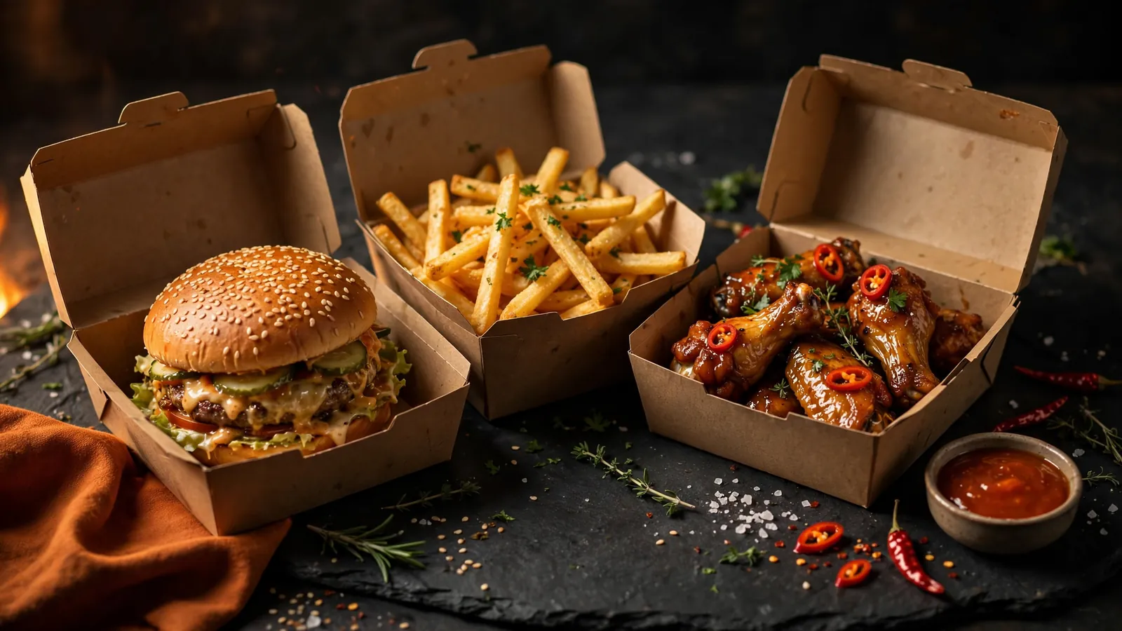 Takeaway boxes ready to pick up